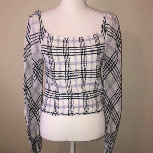 INC Blue Plaid Blouse